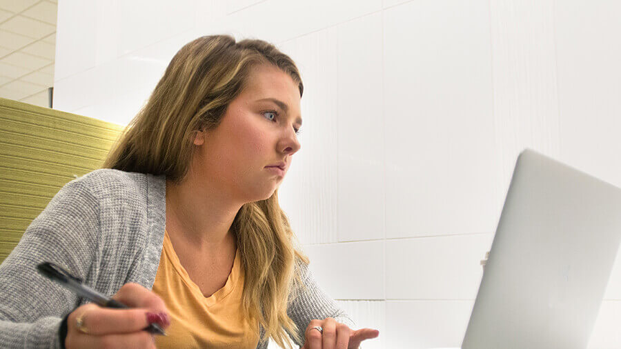 Student taking placement test