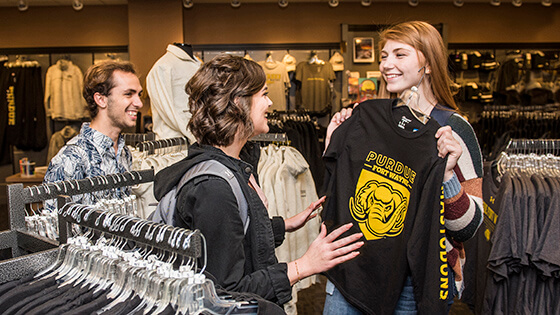 Students pick up their purchases at the campus bookstore.