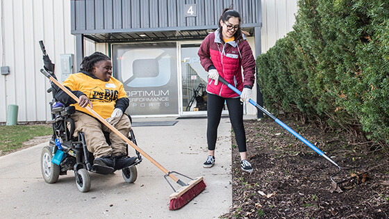 Students volunteer during The Big Event, a community support day.
