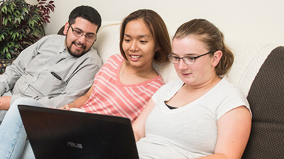 Students study together in a living learning community.