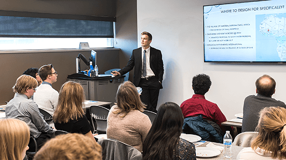 Instructor teaching an honors class
