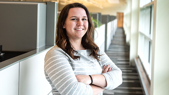 A Doermer School of Business student poses for a photo.