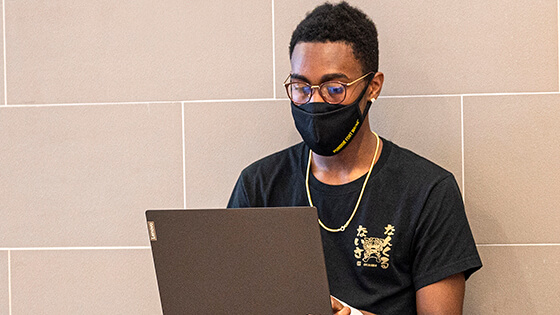 A student contemplates classes for spring 2021 at Purdue University Fort Wayne.