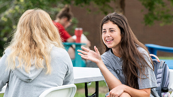 Students enjoy a study break between classes.