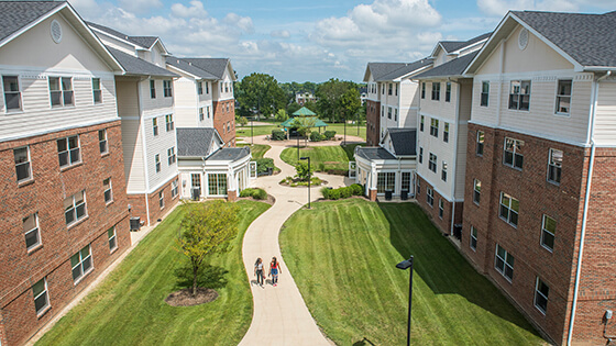 A photograph of Student Housing on the Waterfield Campus.
