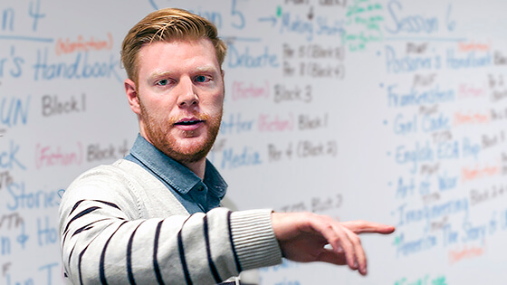 A student gives a presentation.