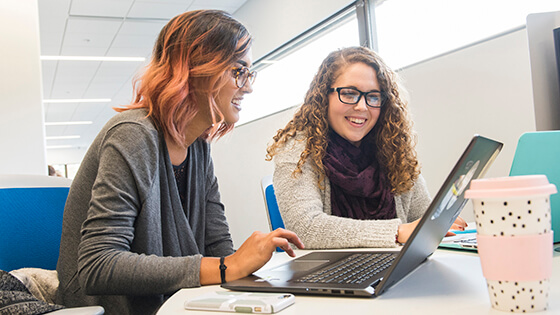 Students look over financial aid options.
