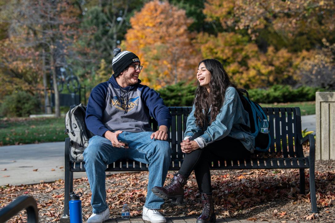 Students on a bench.