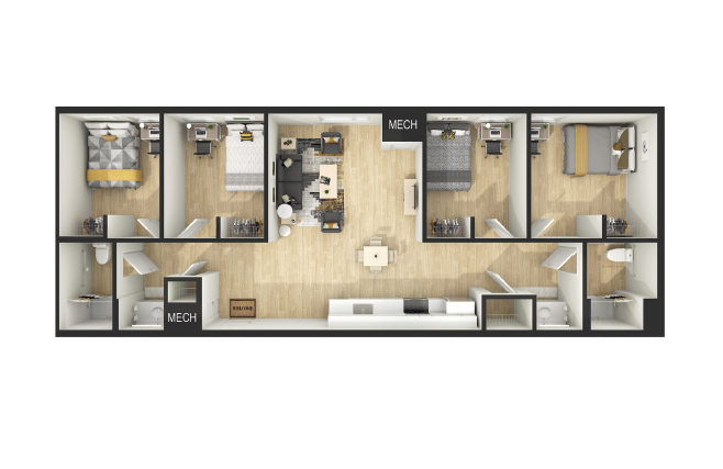 4 bed apt