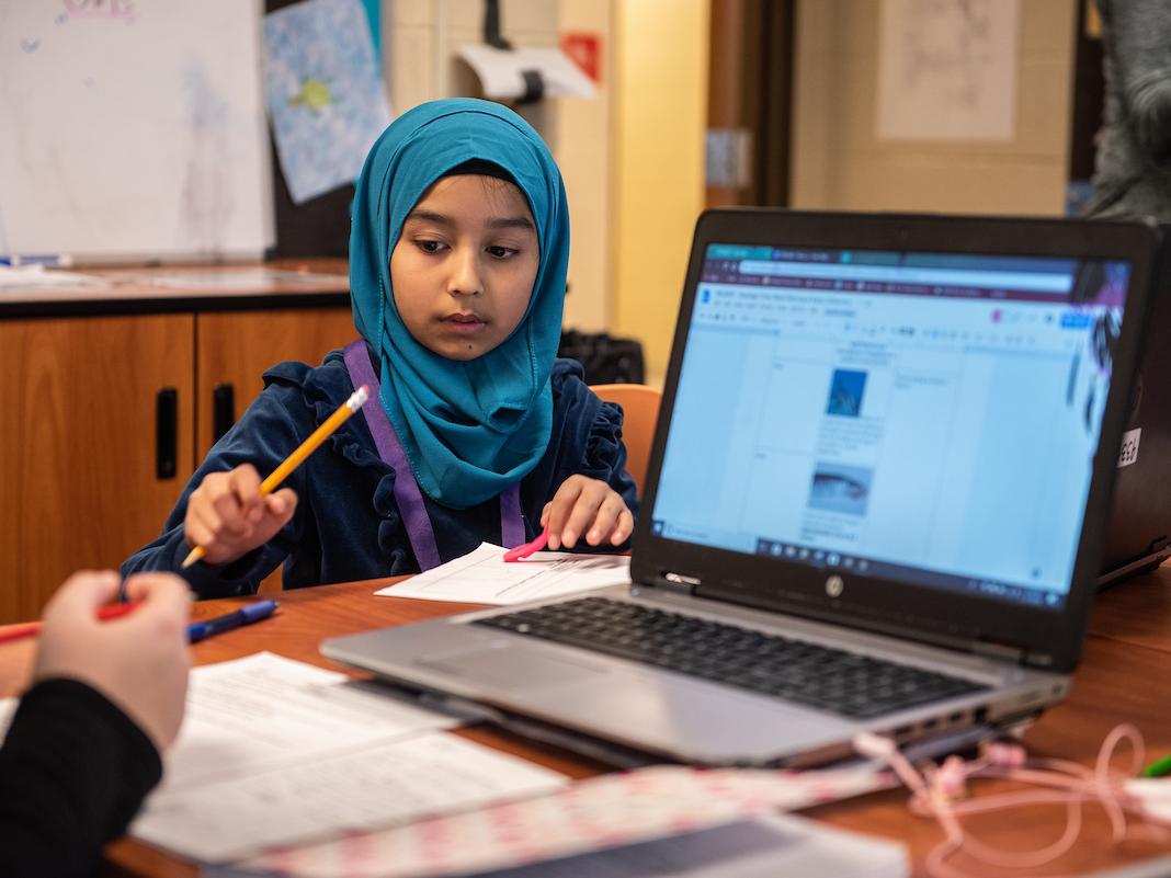 Elementary student in classroom