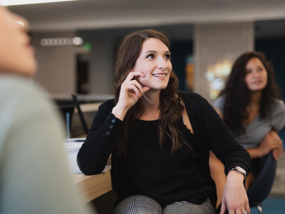 Student listening to lecture.