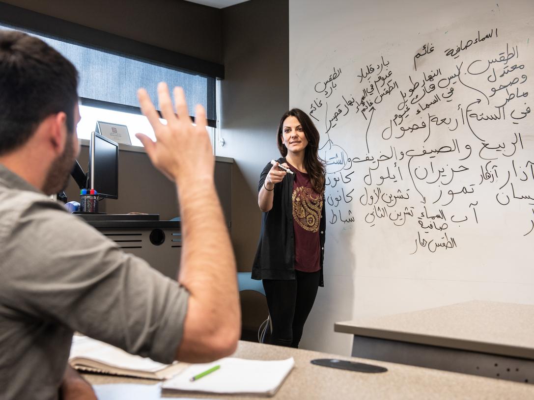 Professor calling on student