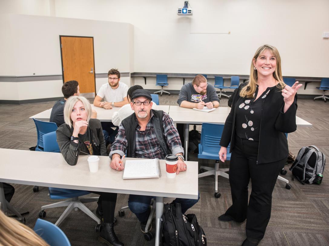 Students and professor