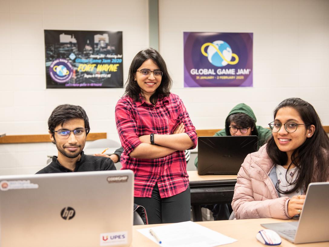 Students on computers