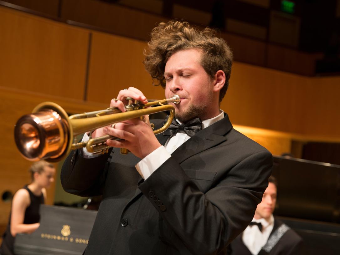 Student playing trumpet