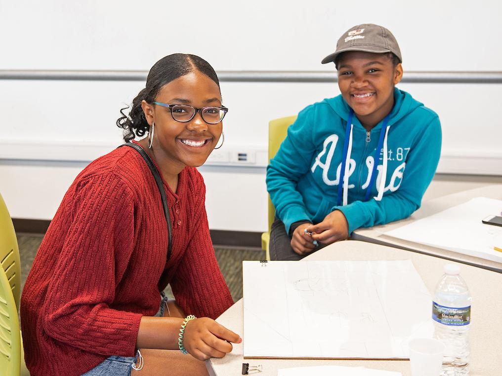 Middle school student and teacher