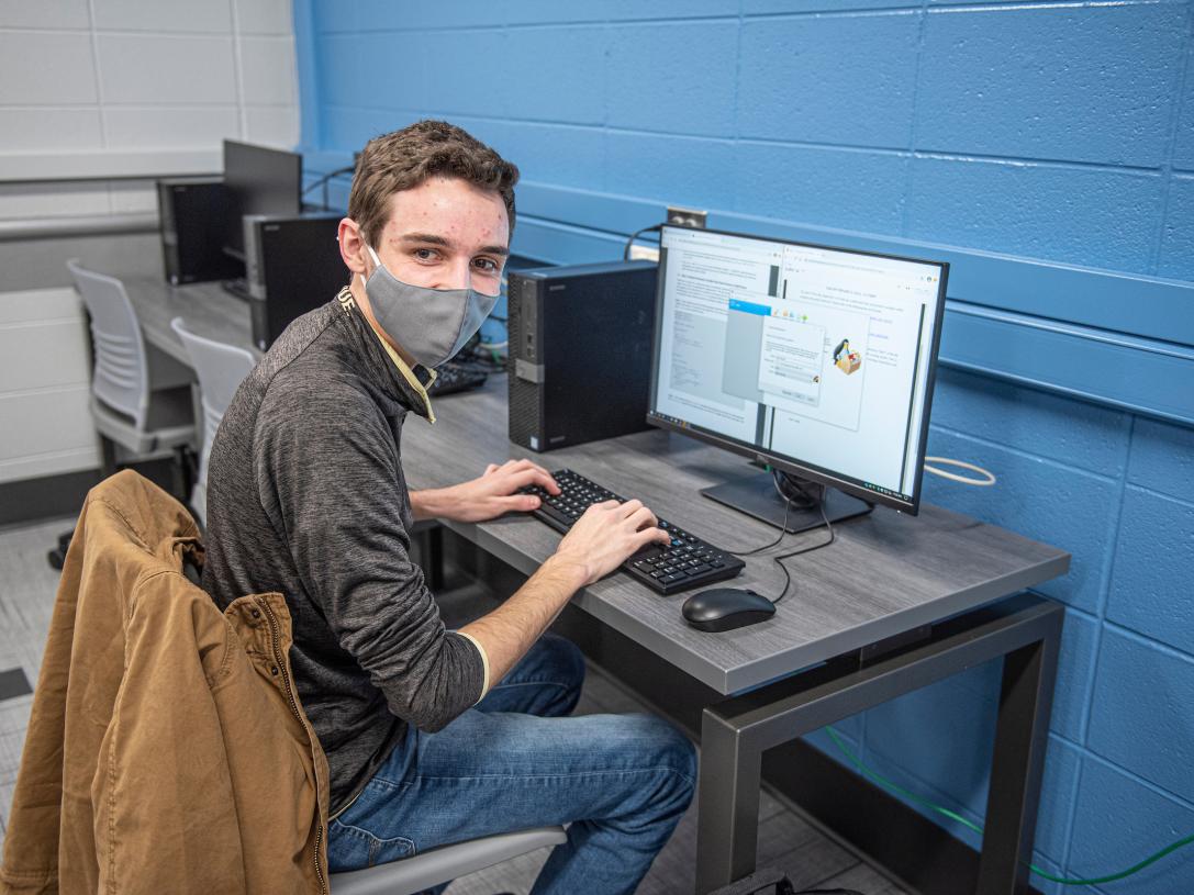 Student at a computer