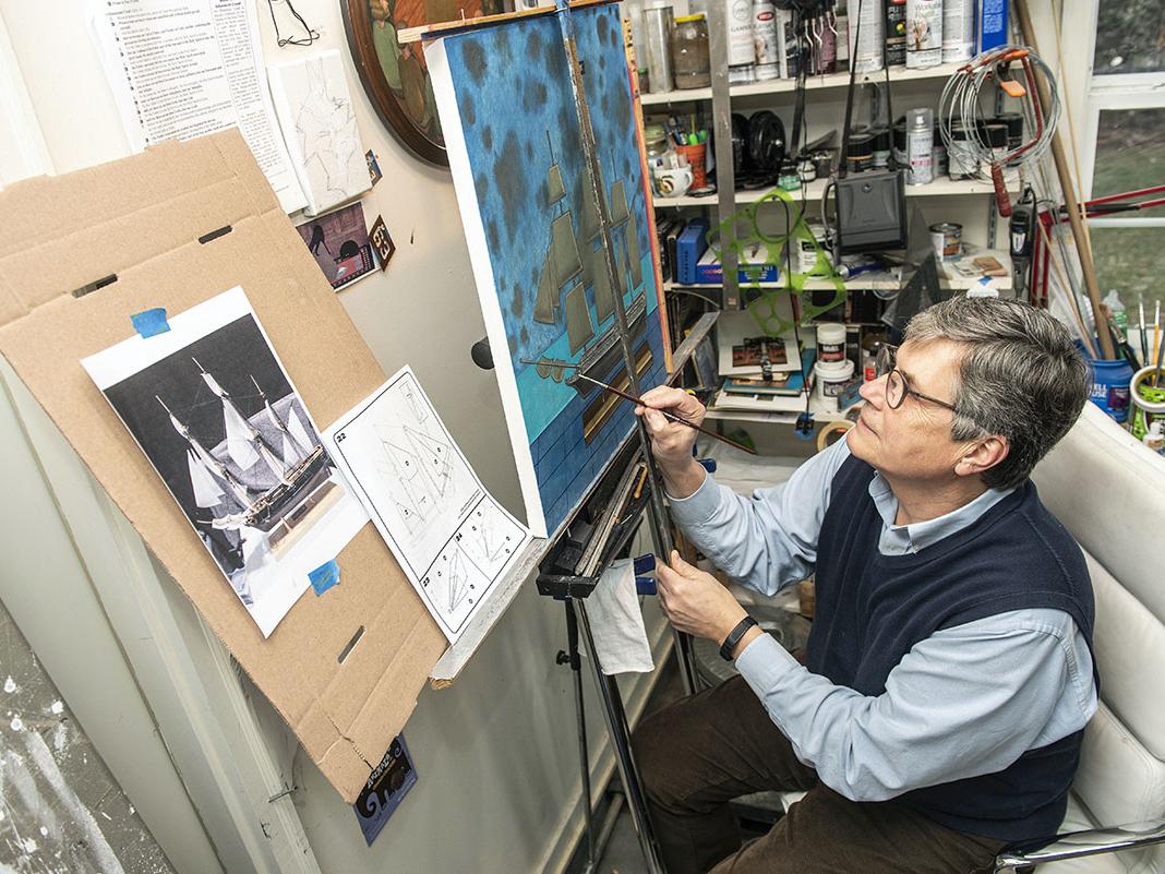 Hrehov painting in studio