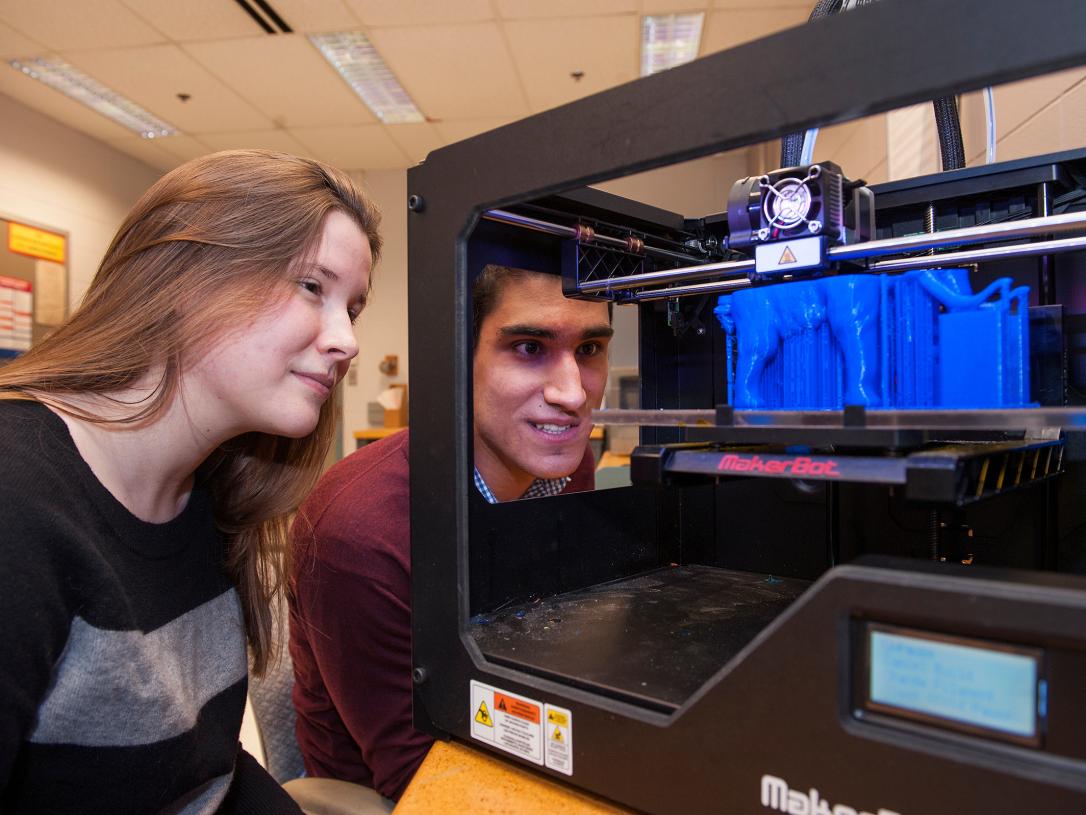 Students using equipment