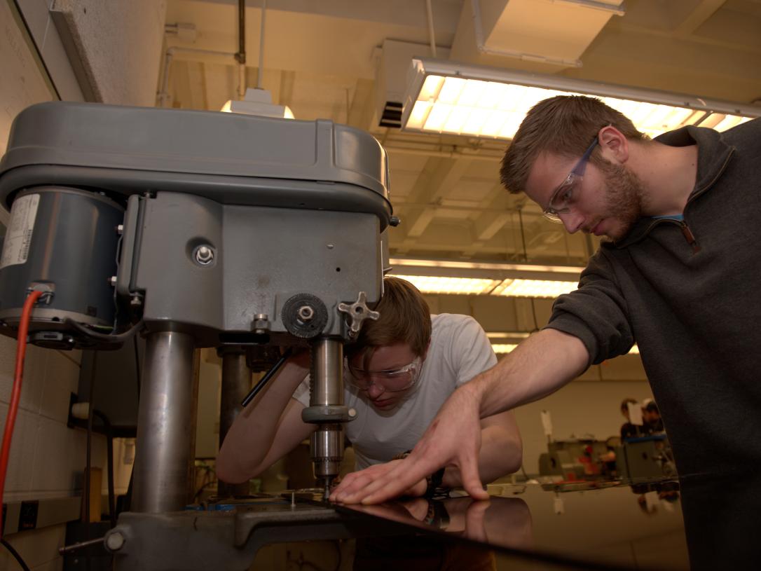 Students using equipment