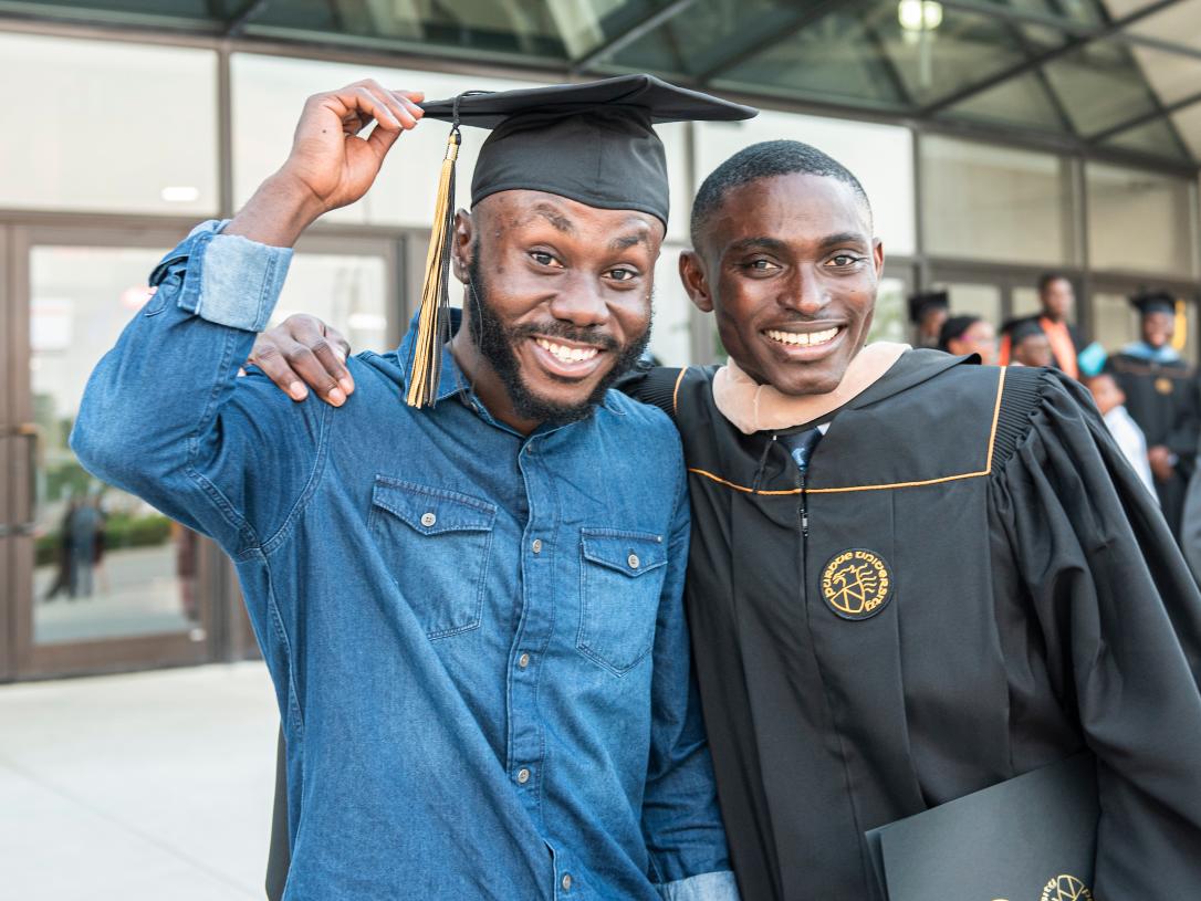 Students celebrating commencement