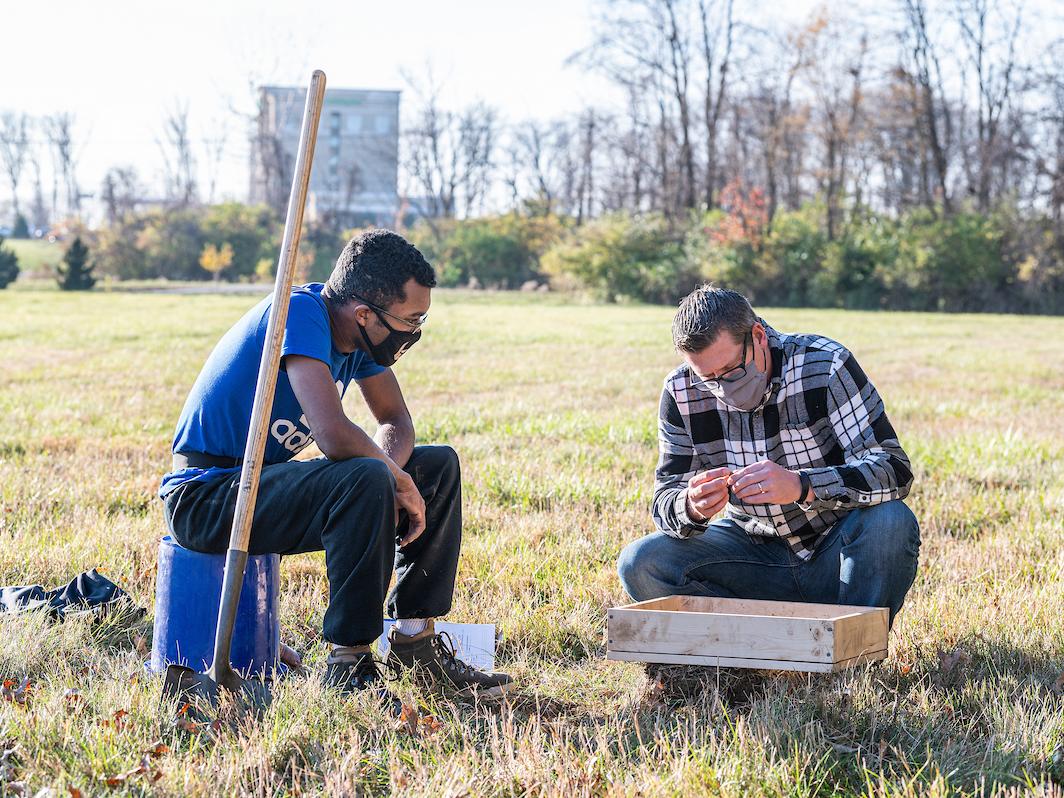 Student in field