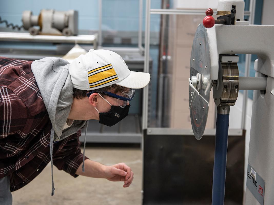 Student using equipment