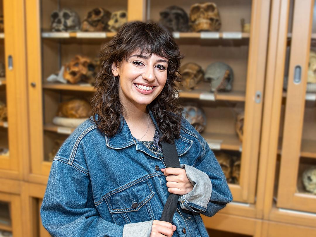 Portrait of Bella Ferrin in the Anthropology lab