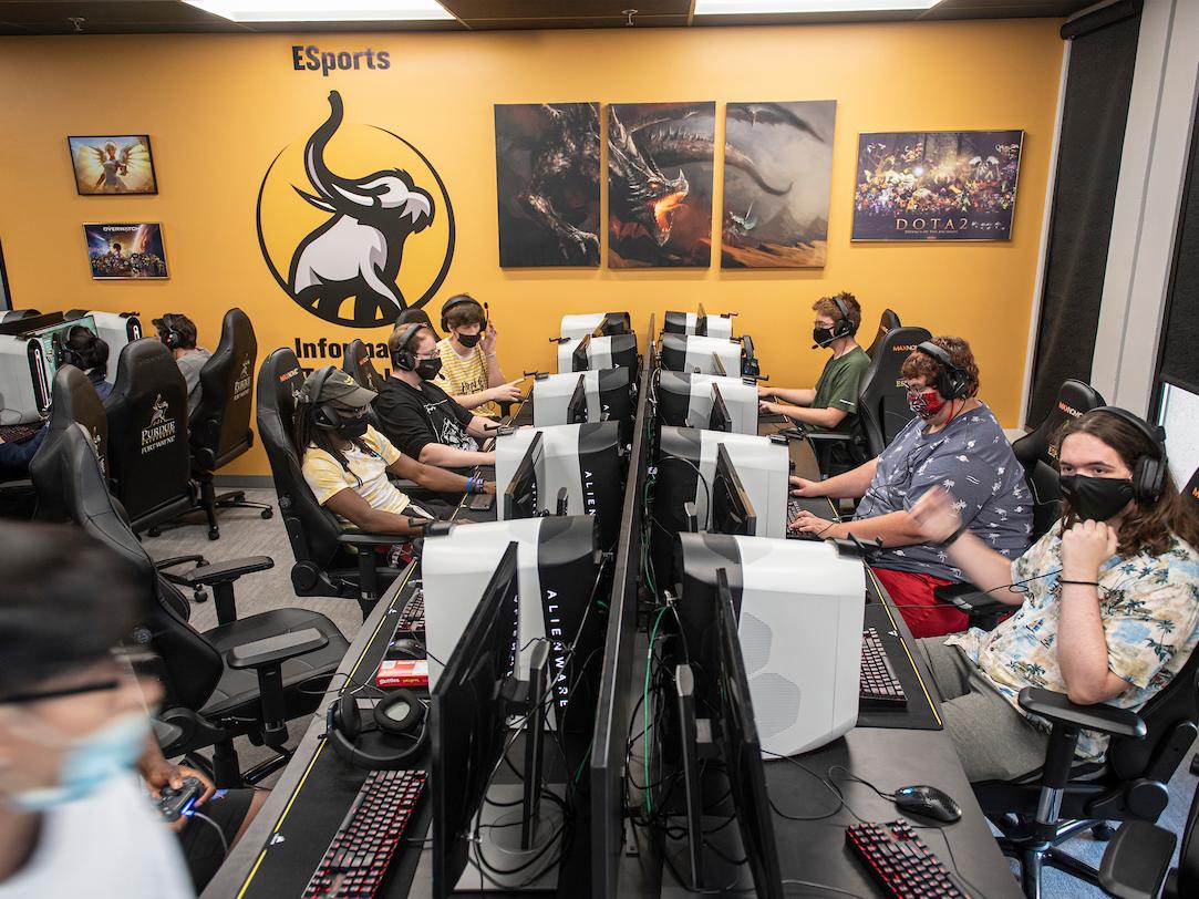 Students playing video games in the Mastodon Esports Lab