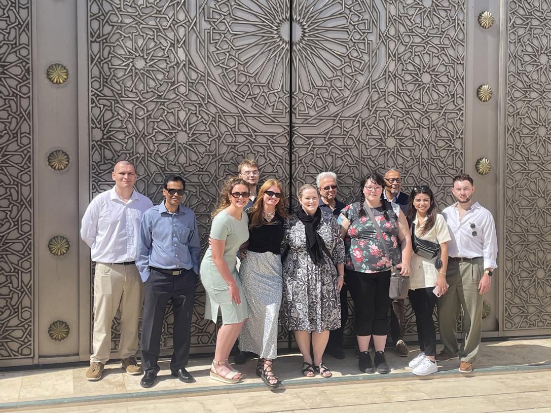 Students and chaperones at Hassan II Mosque in Casablanca, Morocco.