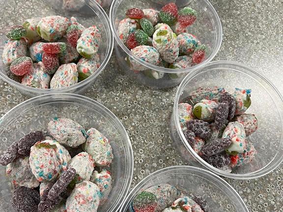Candy covered grapes