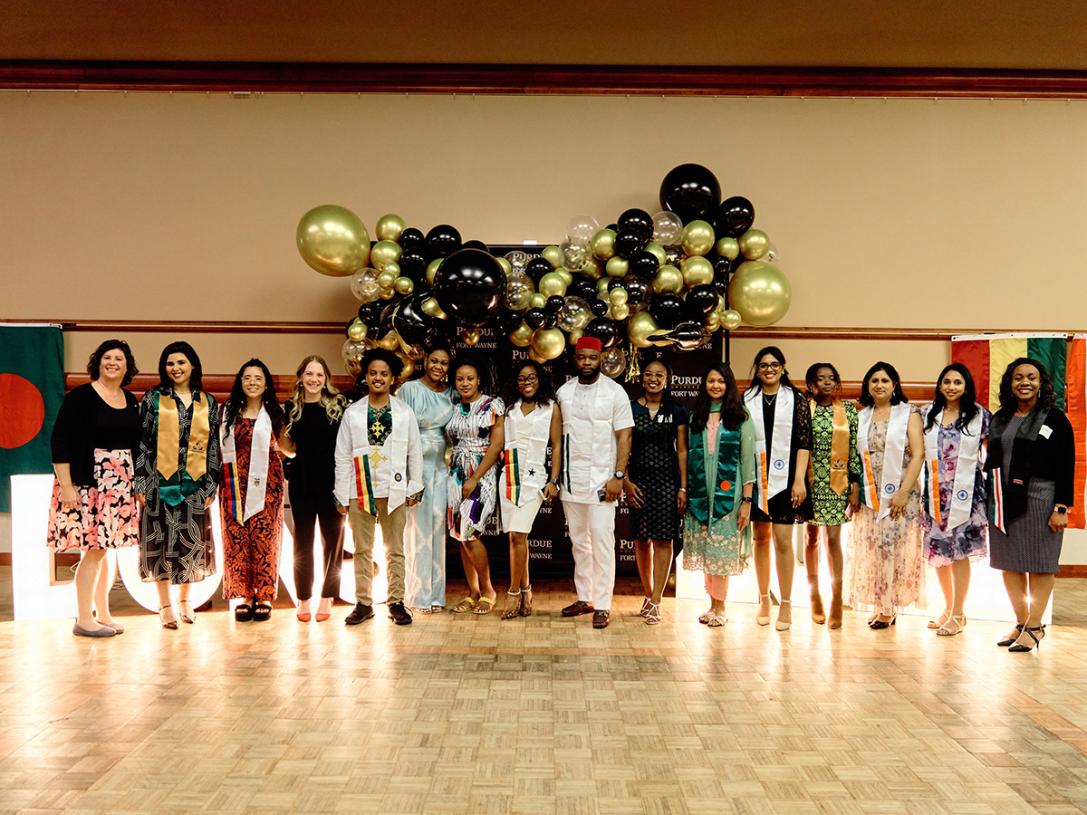 Group portrait of multicultural graduation international students
