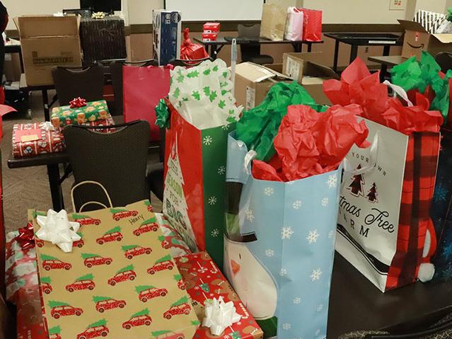 Gifts for the Adopt-a-Don assistance program ready to be distributed