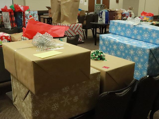 Gifts for the Adopt-a-Don assistance program ready to be distributed