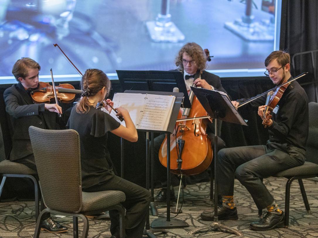 Photo of the Chancellor's Quartet playing at the Celebrate Philanthropy Dinner