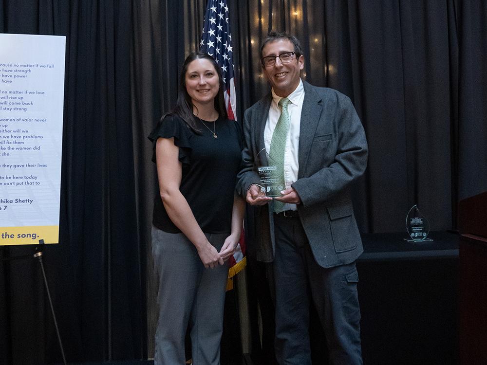 Steve Carr presented with an award at the Indiana Statehouse