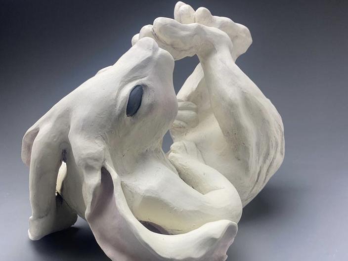 Sculpture of a rabbit created by Emily Whisman