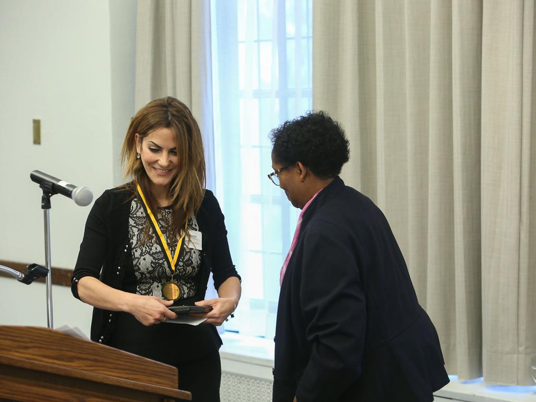 Farah Combs receives the Dreamer Award at Purdue University