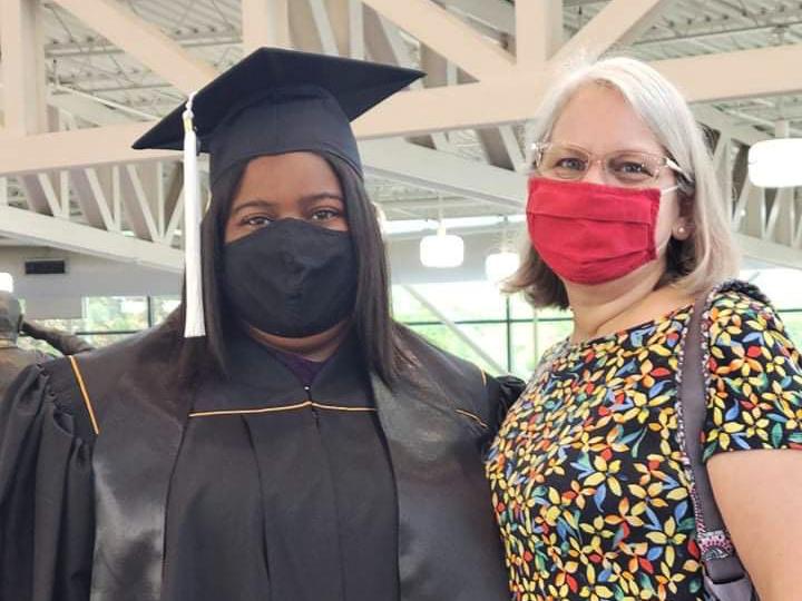 La'Kendra and Marianne Deitche at a college commencement