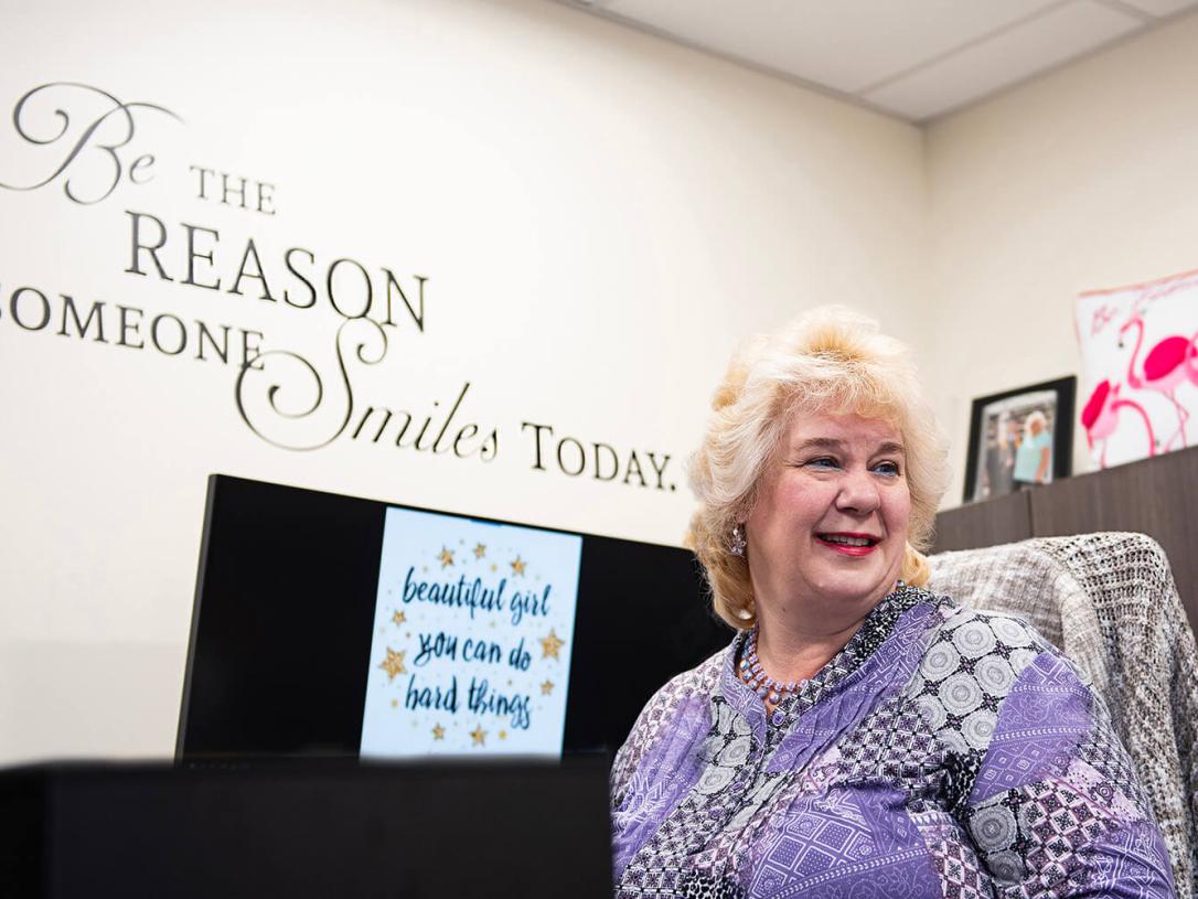 Lisa Brodasky is sitting in her office