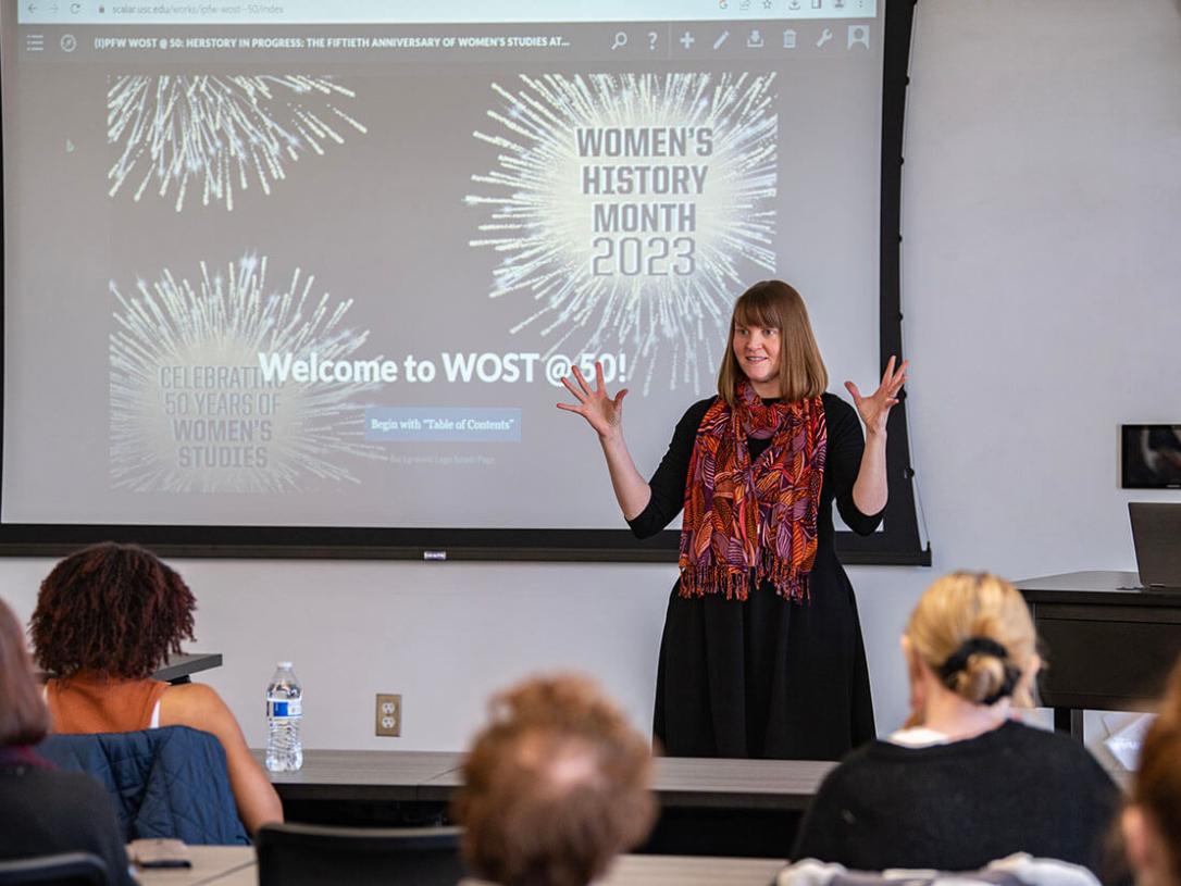 A digital exhibit documenting the women’s studies archives was held on March 1 in the Helmke Library IDEASpace.