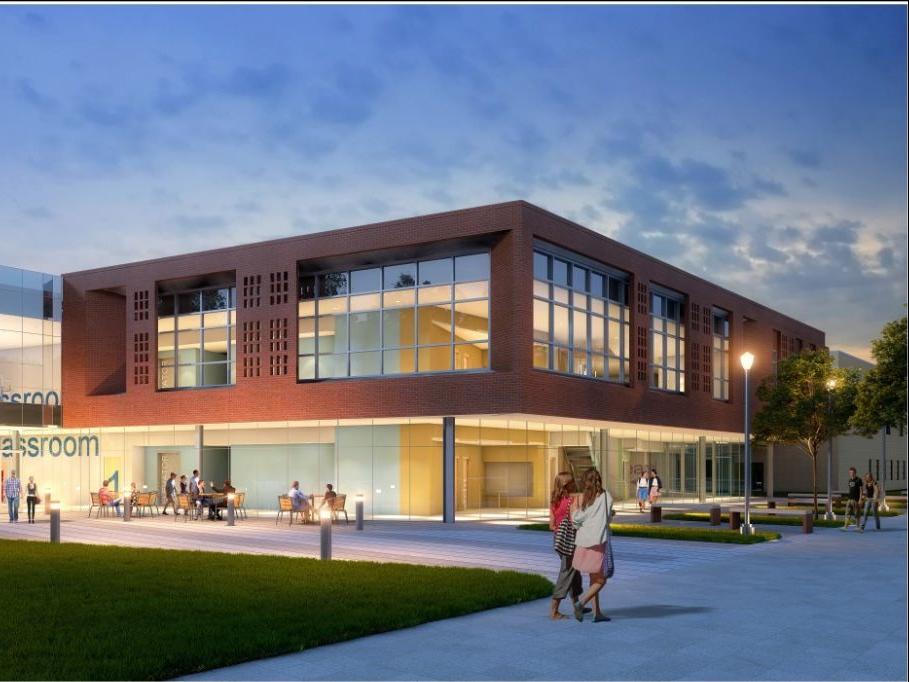 A view from Mastodon Way of the planned music technology building