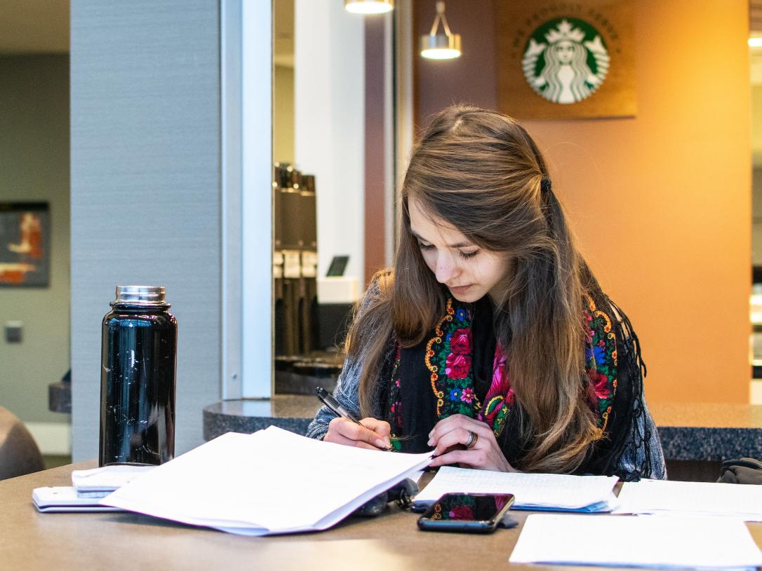 Student studying