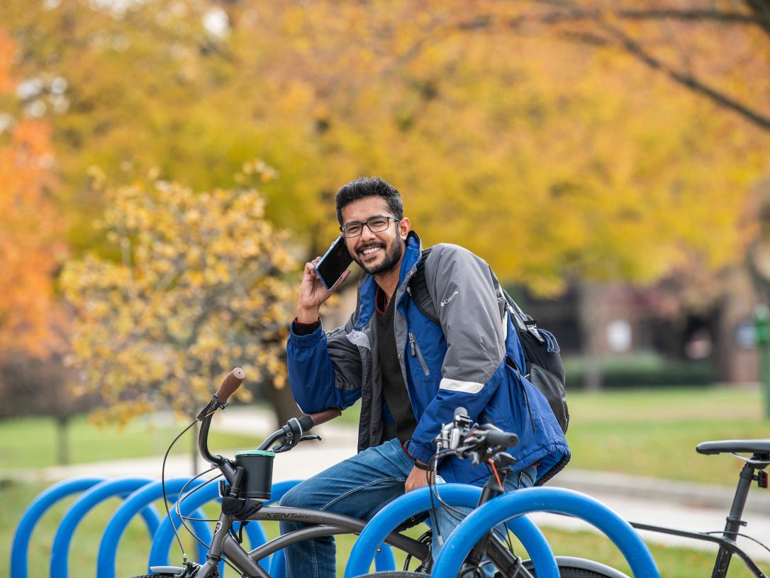 Student on bike