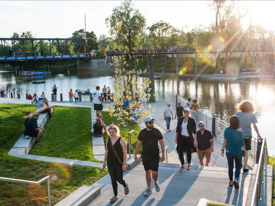 People walking in a park