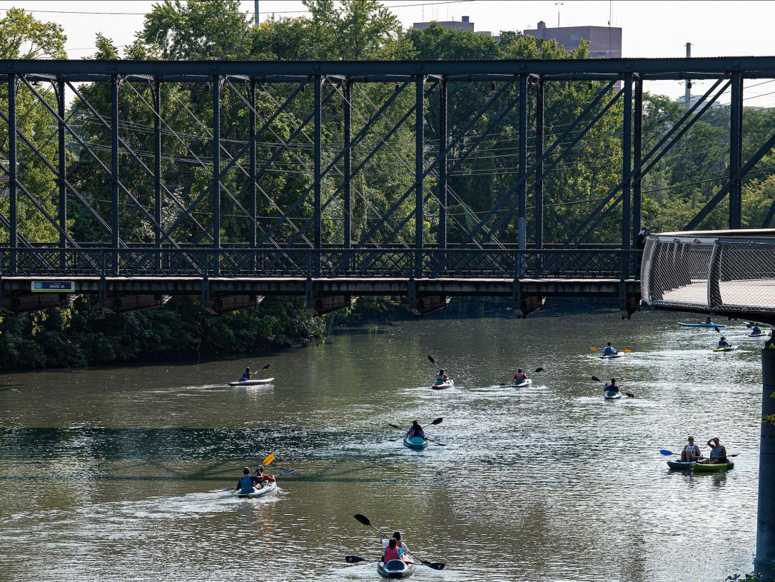 People kayaking