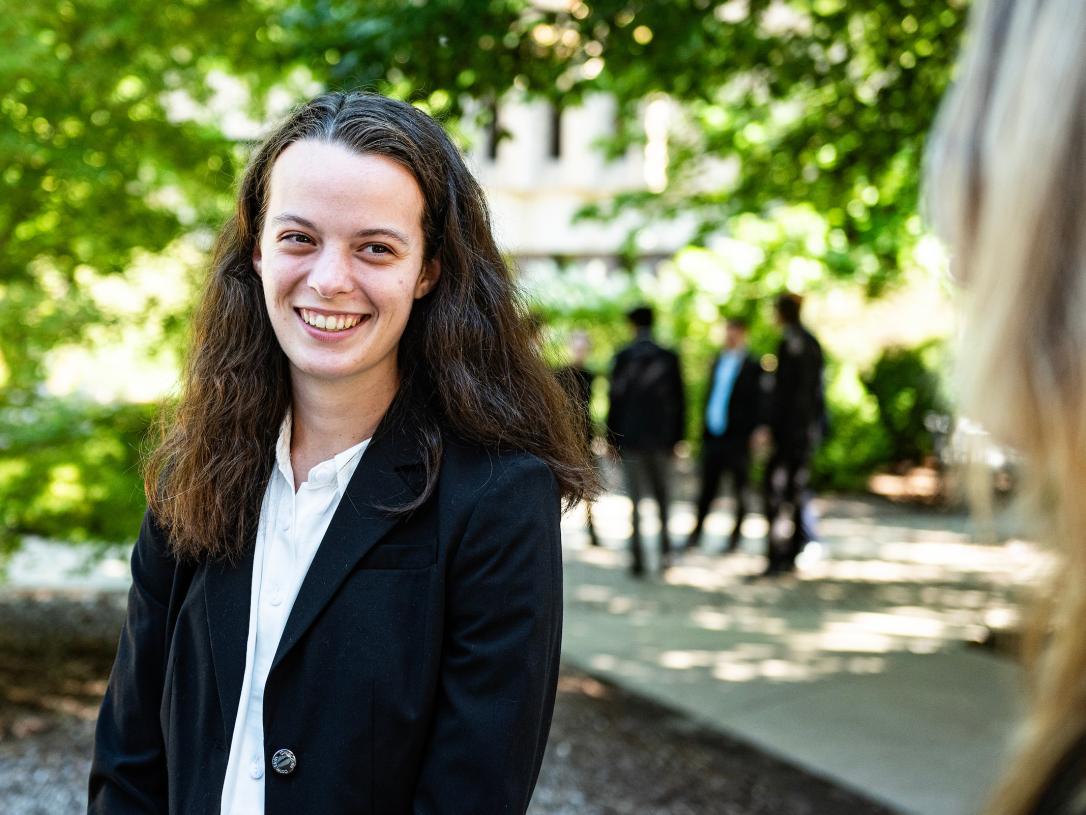 Student wearing a suit