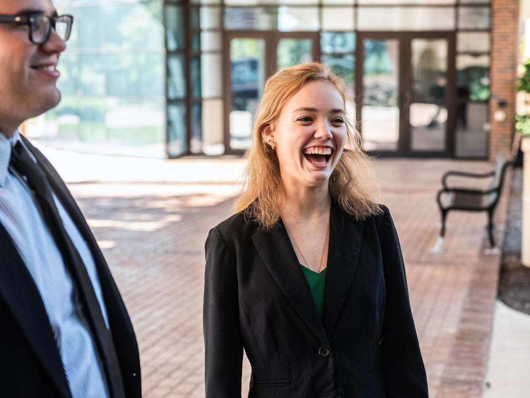 Student wearing a suit