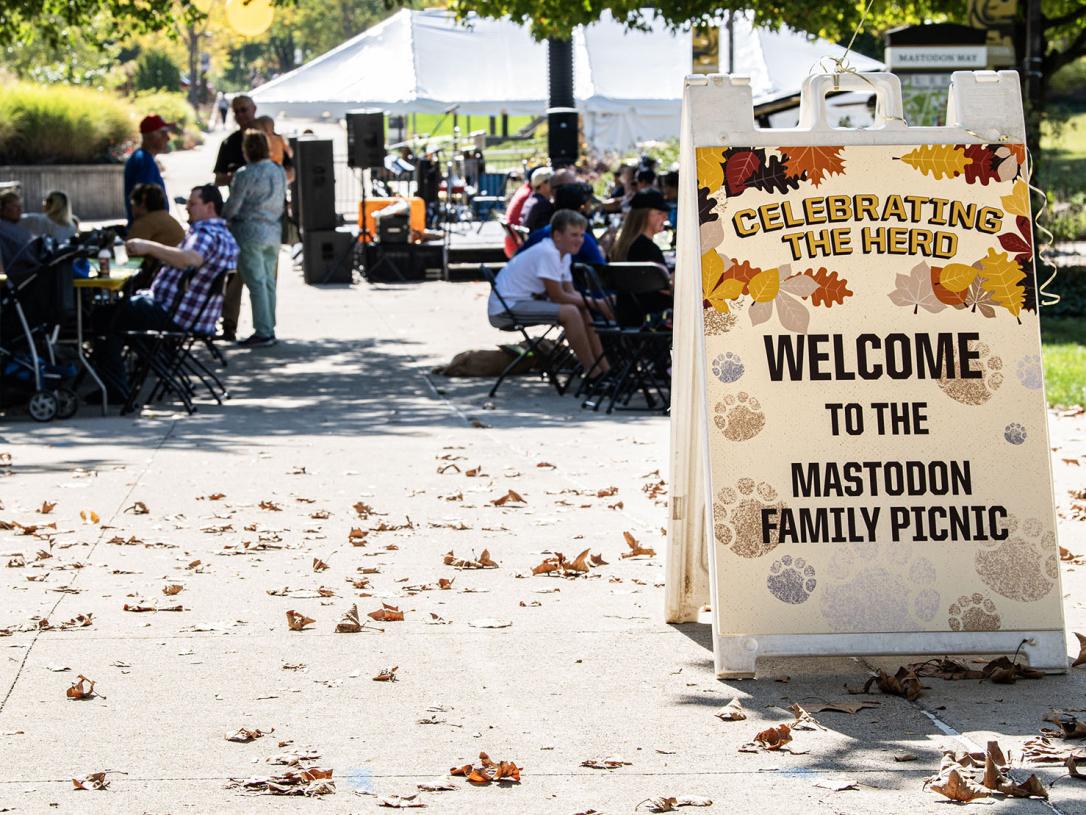 The welcome sign at the family picnic