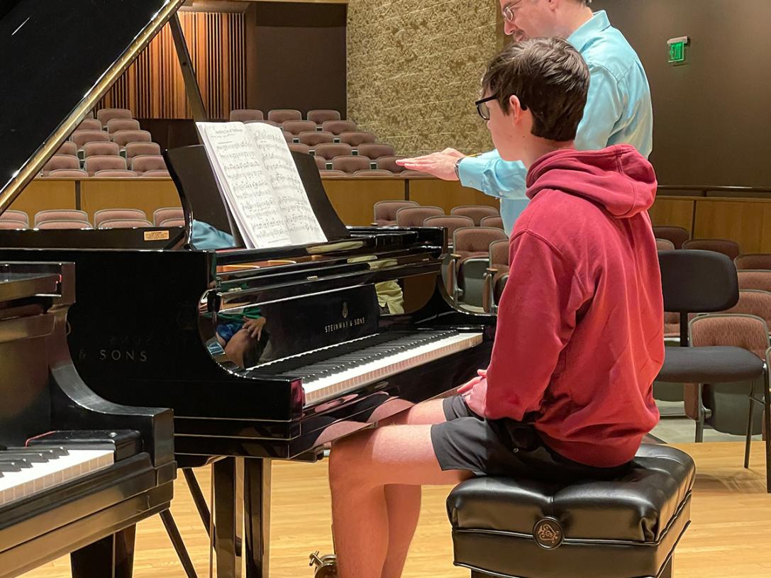Student at a piano